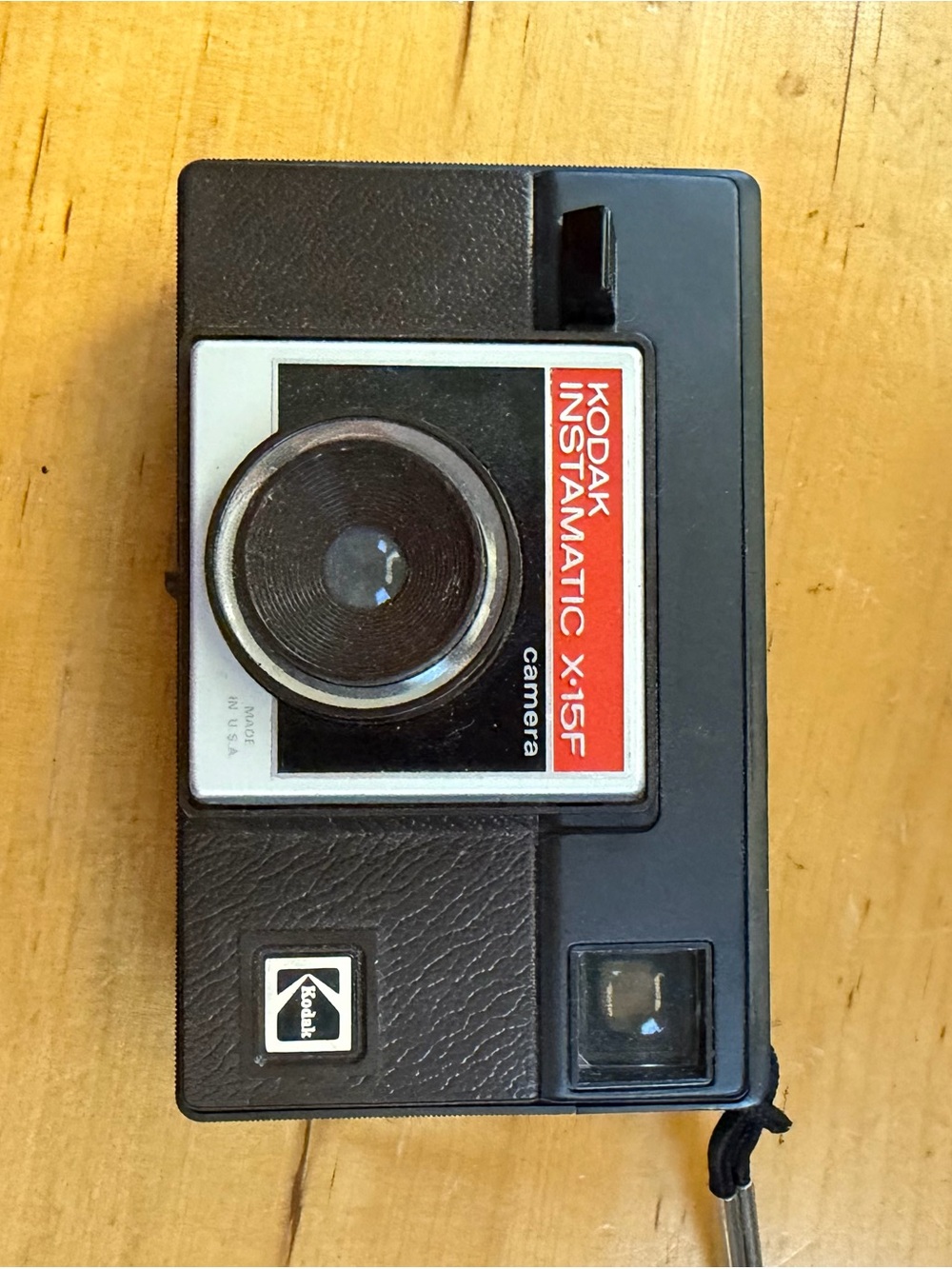 Vintage Kodak Instamatic X-15F Camera — Black with Red and White Accents